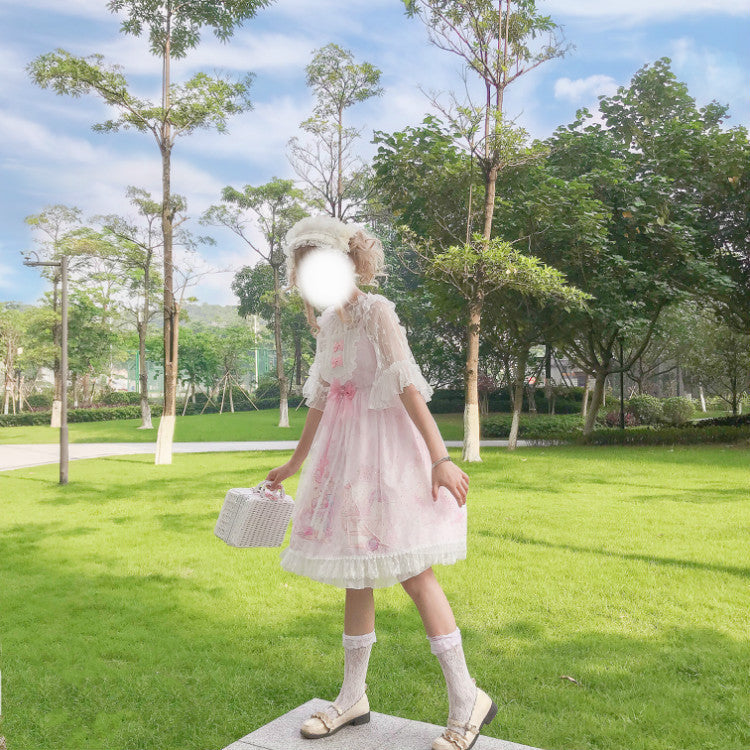 Kawaii Fashion Lolita Dress Whispers of Blossom Chiffon Daybreak Reverie