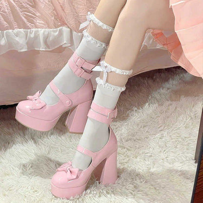 Kawaii Fashion Shoes Midnight Rose Velvet Elegance Heels