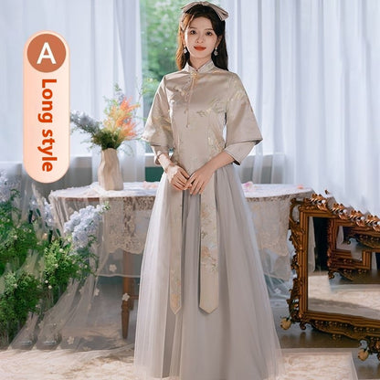 Polyester Women's Chinese Style Bridesmaid Dress