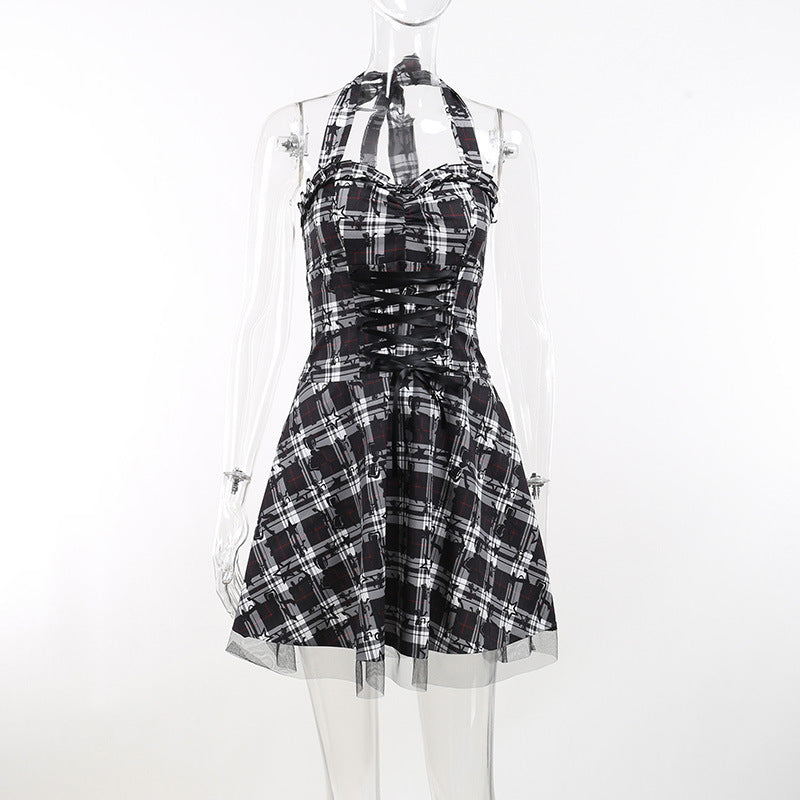 Kawaii Fashion Punk Dress Midnight Plaid Whispers Dress