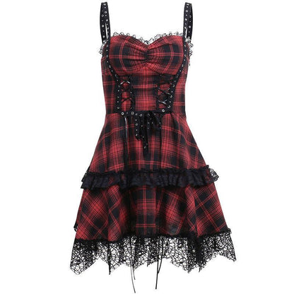 Kawaii Fashion Punk Dress Crimson Knitted Dreamscape Sling Dress