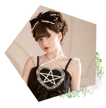 Kawaii Fashion Goth Dress Starlit Whisper Cotton Bow Dress