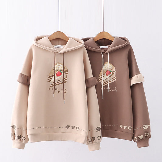 Kawaii Fashion Hoodie Cocoa Dreams in a Cotton Cloud Dress