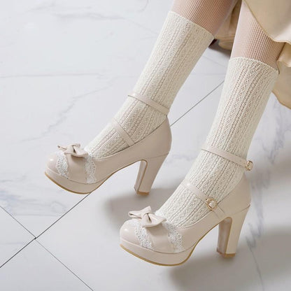 Kawaii Fashion Shoes Beige Blossom Dream Heels