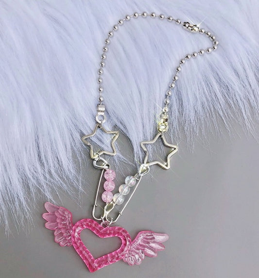 Kawaii fashion accessory whimsical heartstrings pendant necklace