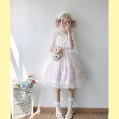 Kawaii Fashion Lolita Dress Whispers of Blossom Chiffon Daybreak Reverie