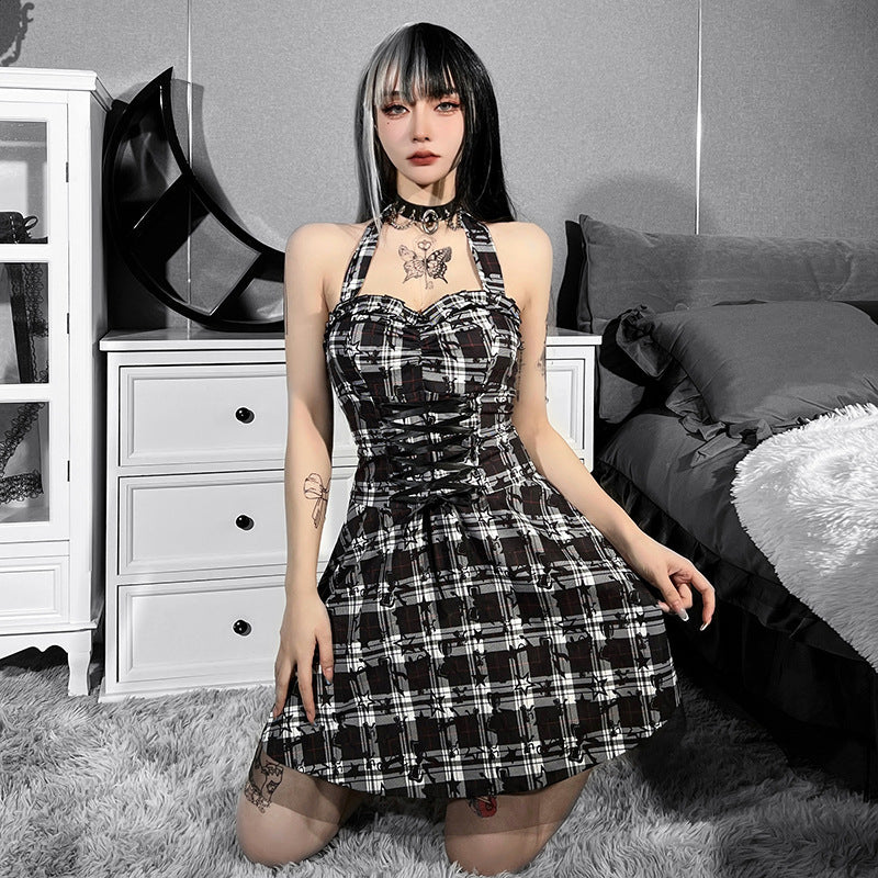 Kawaii Fashion Punk Dress Midnight Plaid Whispers Dress