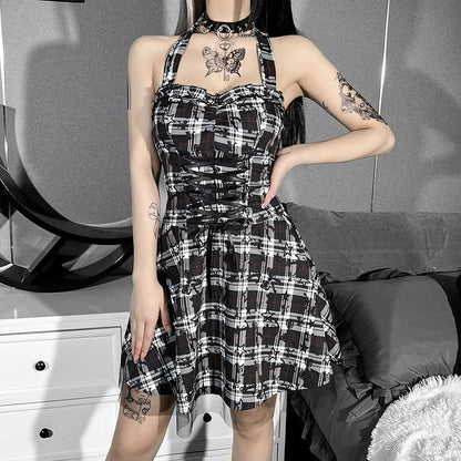 Kawaii Fashion Punk Dress Midnight Plaid Whispers Dress