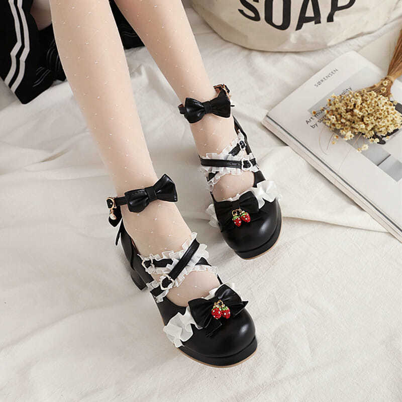 Kawaii Fashion Shoes Velvet Whisper Buckle Heels