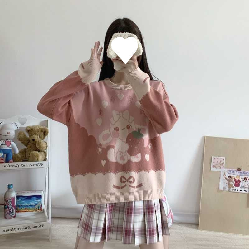 Kawaii Fashion Sweater Whimsical Jacquard Dreamweaver Pullover