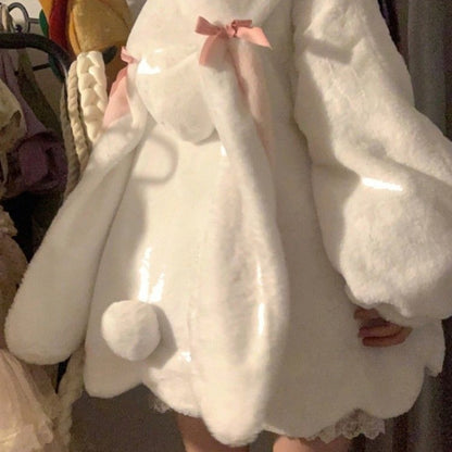 Kawaii Fashion Coat Whimsical Bowtied Cashmere Dream Coat