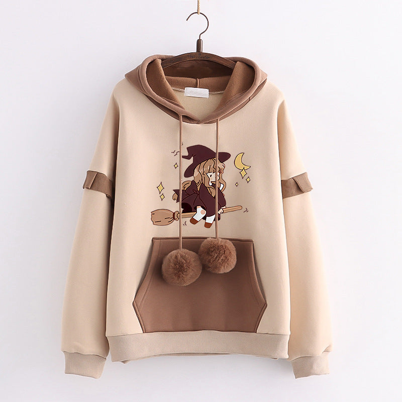 Kawaii Fashion Hoodie Velvet Enchantment of the Broom Girl Coat