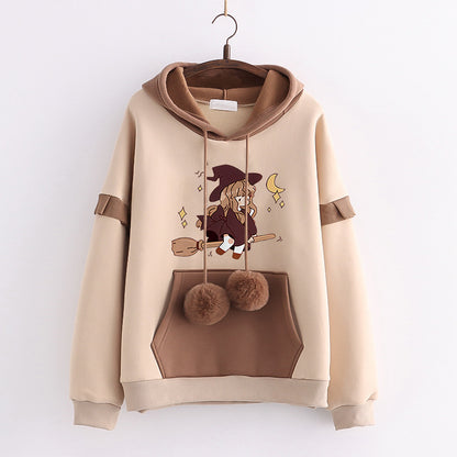 Kawaii Fashion Hoodie Velvet Enchantment of the Broom Girl Coat