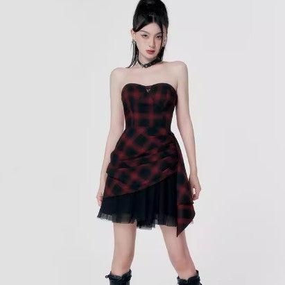 Kawaii Fashion Punk Dress Crimson Whisper Collage Mini Dress