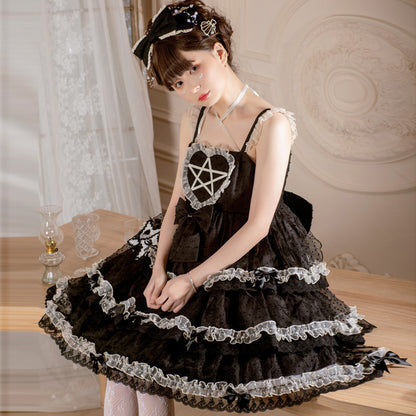 Kawaii Fashion Goth Dress Starlit Whisper Cotton Bow Dress