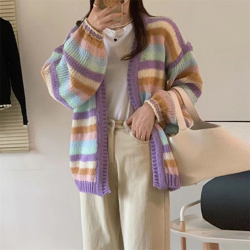 Kawaii Fashion Sweater Whimsical Lavender Dreams Knitted Coat