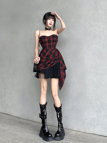 Kawaii Fashion Punk Dress Crimson Whisper Collage Mini Dress