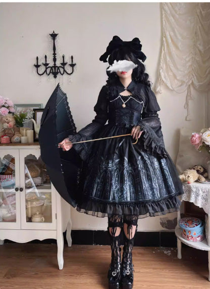 Kawaii Fashion Goth Dress Midnight Velvet Elegance Ensemble
