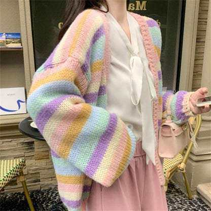 Kawaii Fashion Sweater Whimsical Lavender Dreams Knitted Coat