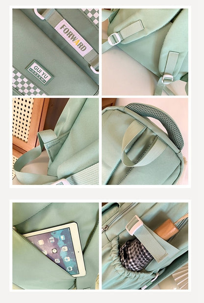 Kawaii Fashion Bag Whimsical Plaid Twilight Backpack