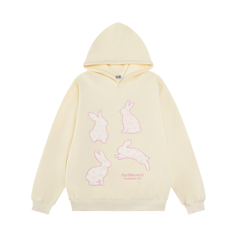 kawaii fashion creative Bunny Patch Embroidered Hoodie