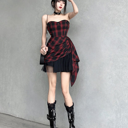 Kawaii Fashion Punk Dress Crimson Whisper Collage Mini Dress