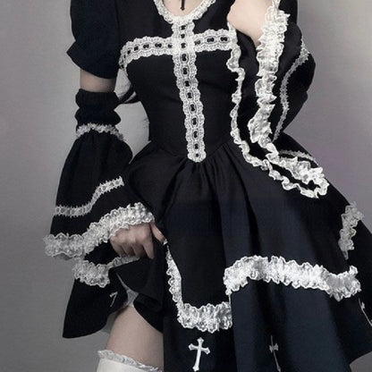 Kawaii Fashion Goth Dress Whispering Cherry Blossom A-Line Dress