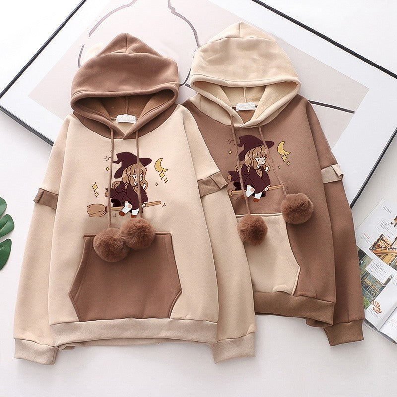 Kawaii Fashion Hoodie Velvet Enchantment of the Broom Girl Coat