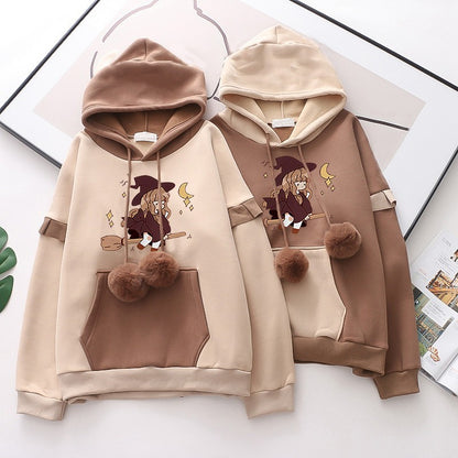Kawaii Fashion Hoodie Velvet Enchantment of the Broom Girl Coat
