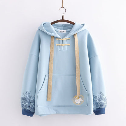 Kawaii Fashion Hoodie Whispers of Blue Cotton Blossom Top