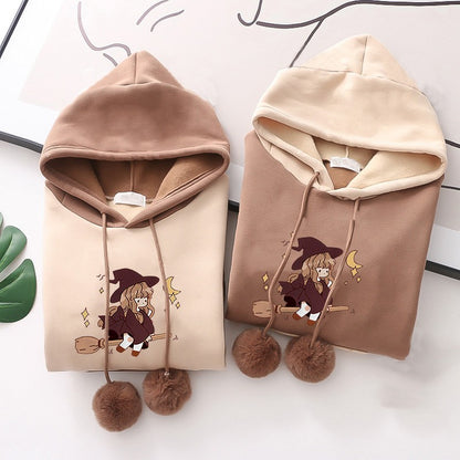 Kawaii Fashion Hoodie Velvet Enchantment of the Broom Girl Coat