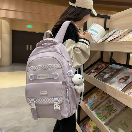 Kawaii Fashion Bag Whimsical Plaid Twilight Backpack