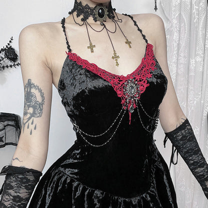 Slim Fit Velvet Spaghetti Straps Dress Women