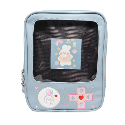 Kawaii Fashion Bag Whimsical Whiskers Embroidered Square Bag