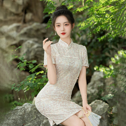 Short Lace Cheongsam, Women's Summer Dress