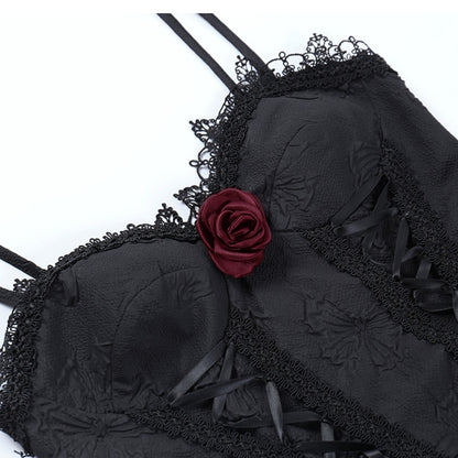 Kawaii Fashion Goth Dress Midnight Velvet Whispers Suspenders Dress