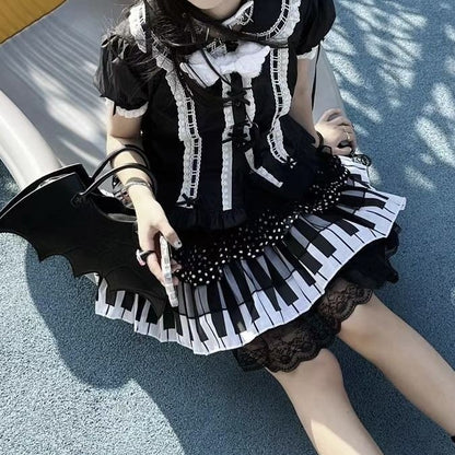 Kawaii Fashion Skirt Crescendo of Midnight Chiffon Pettiskirt