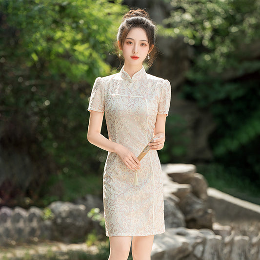 Short Lace Cheongsam, Women's Summer Dress
