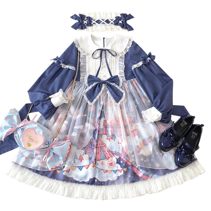 Cyan Whispers of Doll Collar Bliss Dress