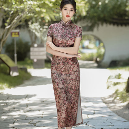 Womens New Chinese-style Cheongsam Maxi Dress