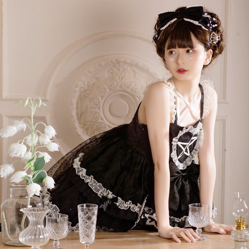 Kawaii Fashion Goth Dress Starlit Whisper Cotton Bow Dress