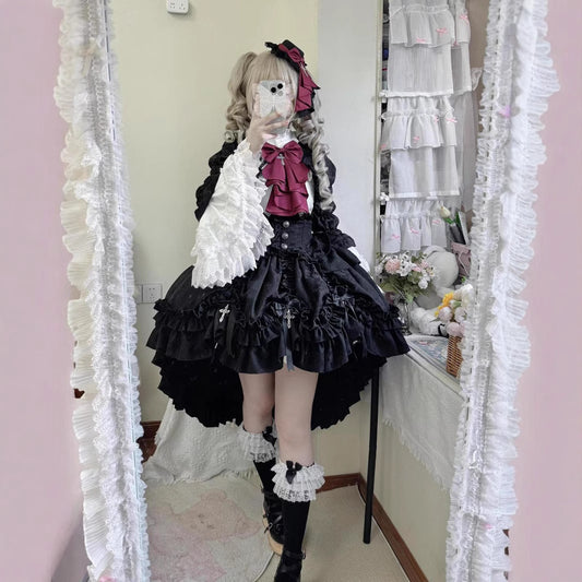 Court Style Coat Waist-tight Slimming Shirt Pettiskirt Three-piece Set