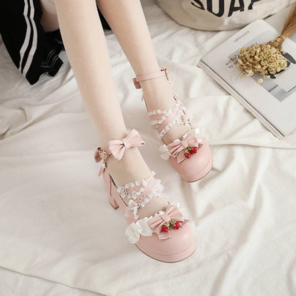 Kawaii Fashion Shoes Velvet Whisper Buckle Heels